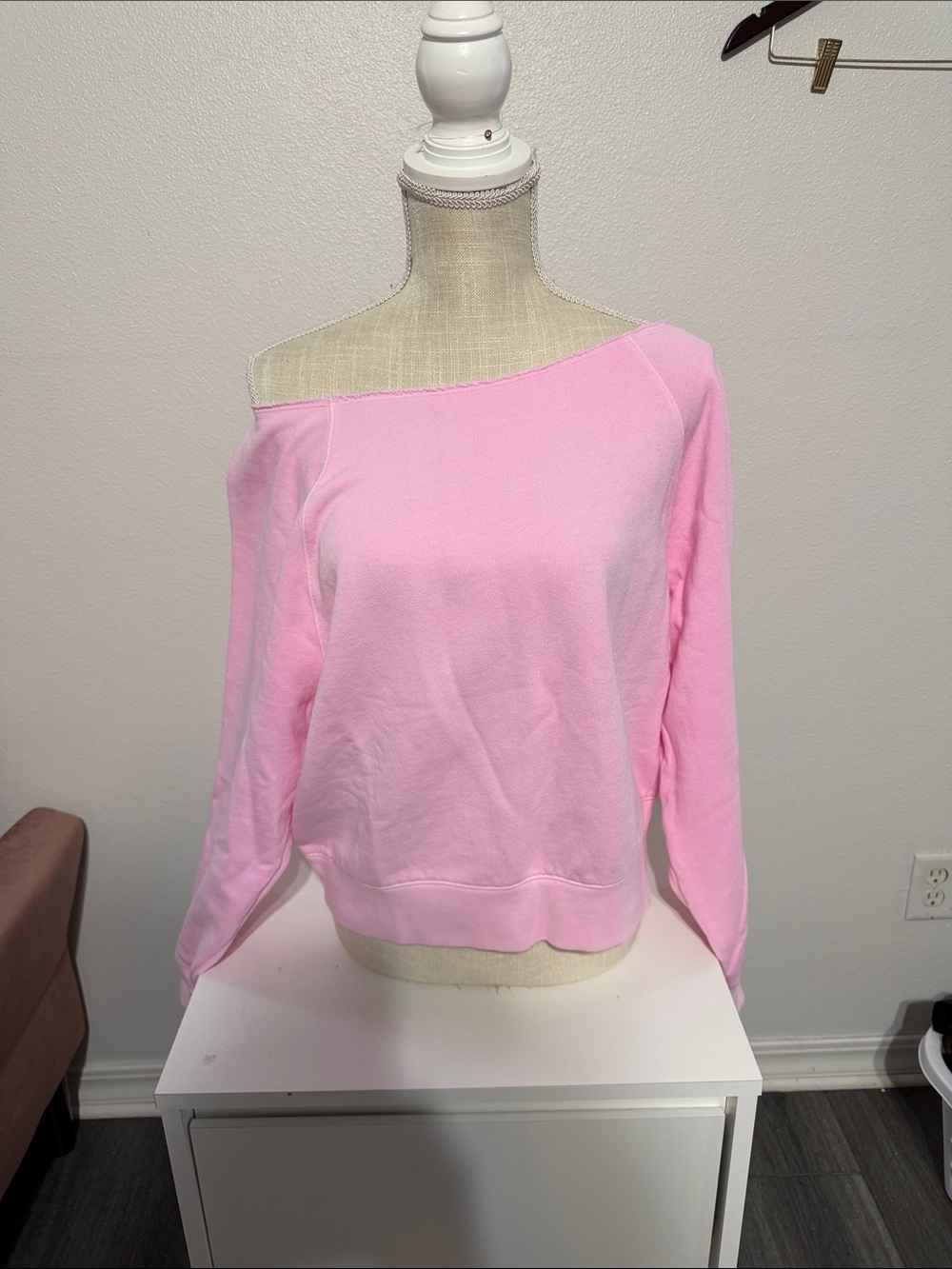 PINK Victoria's Secret Light Pink One-Shoulder Sweatshirt